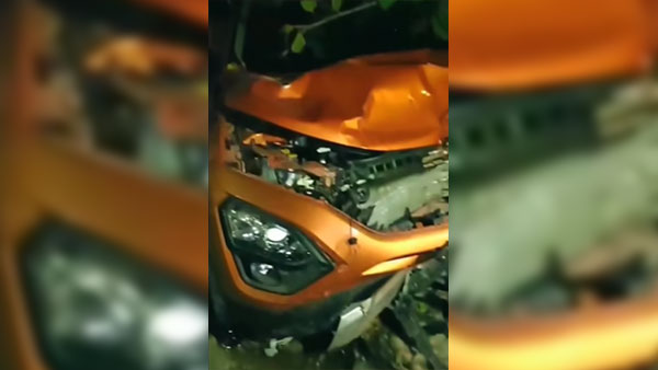 നിയന്ത്രണം വിട്ട ഹാരിയര് മരത്തിലേക്ക് ഇടിച്ചുകയറി, മുന്ഭാഗം തരിപ്പണം — വീഡിയോ