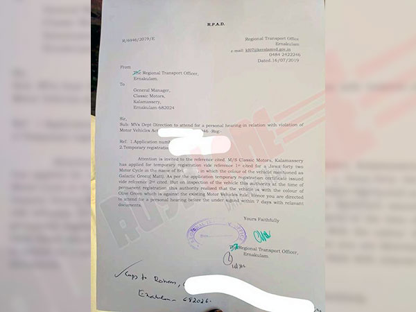 പച്ച നിറമുള്ള ജാവ 42 -ന് RTO -യുടെ രജിസ്ട്രേഷന് വിലക്ക്