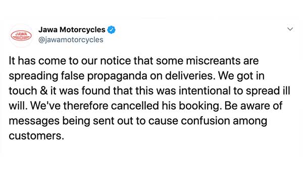 തെറ്റായ ഫെയ്സ്ബുക്ക് പോസ്റ്റ്; ഉപഭോക്താവിന്റെ ബുക്കിങ് റദ്ദാക്കി ജാവ