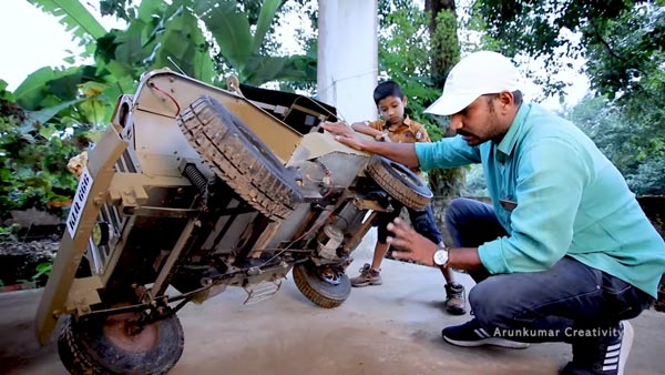 സമൂഹ മാധ്യമങ്ങളിൽ ഹിറ്റായി ലൂസിഫർ മാതൃകയിൽ നിർമ്മിച്ച കുഞ്ഞൻ നെടുംമ്പള്ളി ജീപ്പ്