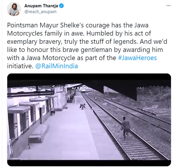 ധീരതയ്ക്ക് ആദരം, മയൂര് ഷെല്ക്കയ്ക്ക് ജാവ ബൈക്ക് സമ്മാനം, പിന്നാലെ ഥാറും എത്തും