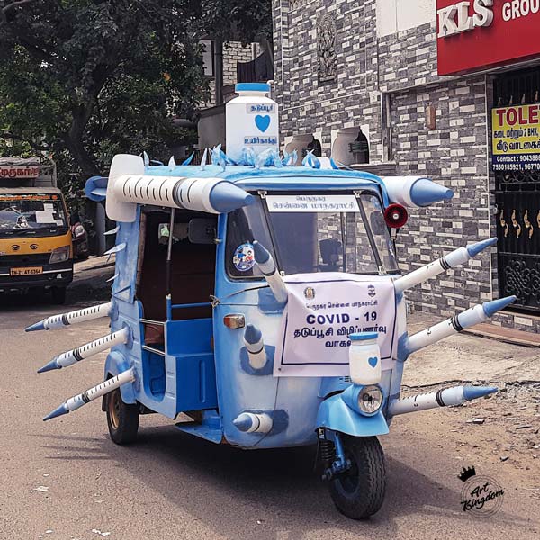 കൊവിഡ് -19 മഹാമാരിക്കെതിരായ പോരാട്ടത്തില് വൈറലായി 'വാക്സിന് ഓട്ടോ'