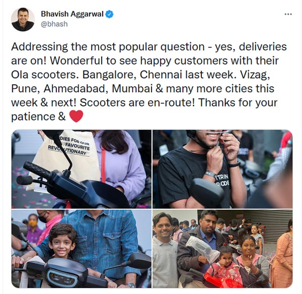 അടുത്ത ആഴ്ച്ച മുതൽ കൂടുതൽ നഗരങ്ങളിലേക്ക്, ഓല ഇലക്ട്രിക് സ്കൂട്ടറുകളുടെ രണ്ടാംഘട്ട ഡെലിവറിയും റെഡി