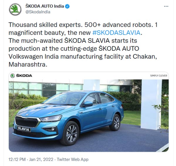 Slavia-യുടെ ഉത്പാദനം ആരംഭിച്ച് Skoda; വില്പ്പന മാര്ച്ച് മാസത്തോടെ