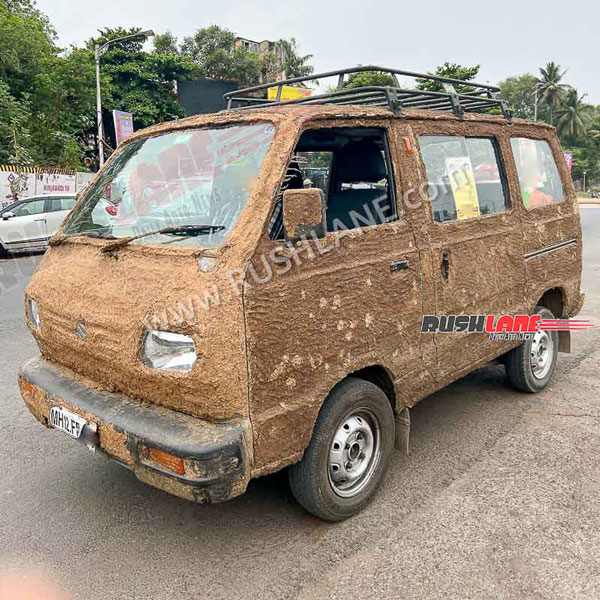 ചൂടിനെ പ്രതിരോധിക്കാന് ഓമ്നിയില് ചാണകം മെഴുകി ഉടമ; ചിത്രങ്ങള് ഇതാ