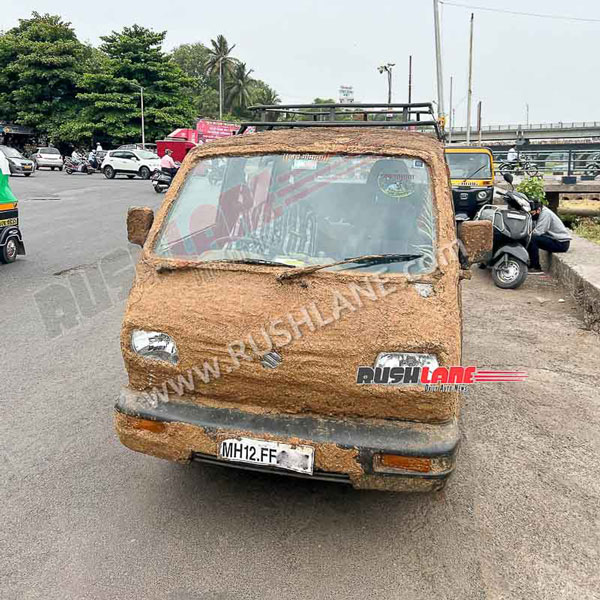 ചൂടിനെ പ്രതിരോധിക്കാന് ഓമ്നിയില് ചാണകം മെഴുകി ഉടമ; ചിത്രങ്ങള് ഇതാ
